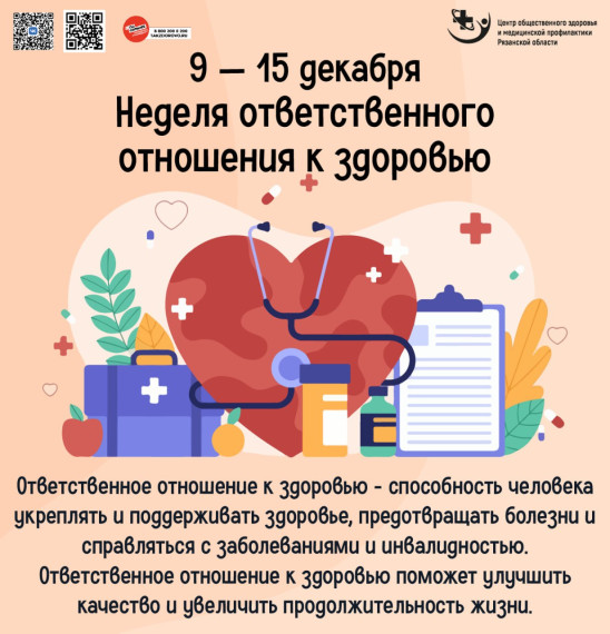 9 по 15 декабря 2024 года - неделя профилактики ответственного отношения к здоровью.